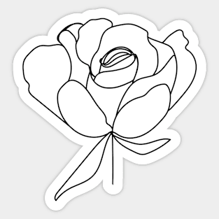 Linear rose flowers and leaves. Sticker